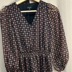 Talbots Brown and black  Long Sleeve Dress